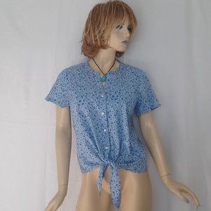 J. CREW Tie Closure Button Down Shirt Sz M Cute!